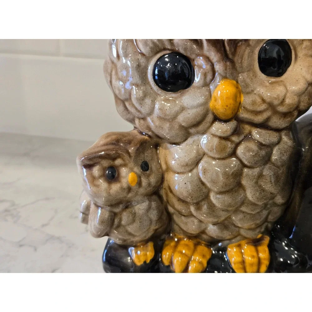 Unbranded Owl Bookends Unisex OS Brown Good Vintage Ceramic Mother Baby Set - Picture 7 of 13